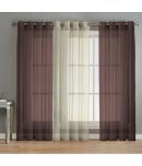 BELLA TRUE Solid Transparent Eyelet Curtain 5 ft ( Pack of 3 )  Brown