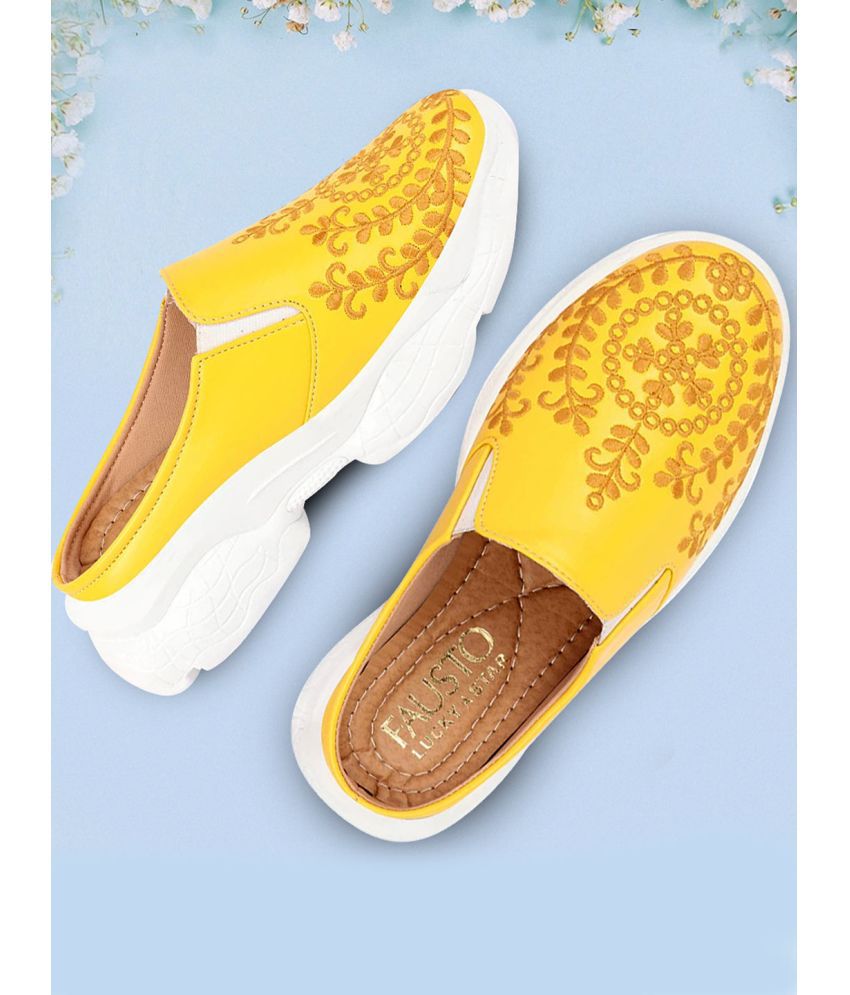    			Fausto Yellow Women's Mules Shoes