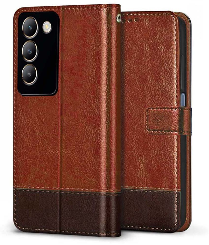    			NBOX Brown Flip Cover Artificial Leather Compatible For Vivo T3 5G ( Pack of 1 )
