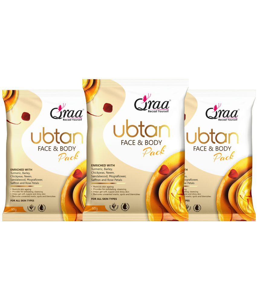     			Qraa Ubtan Facepack For Glowing Skin,Acne,Pimples,Detan,& Brightening|Pack Of 3|150G