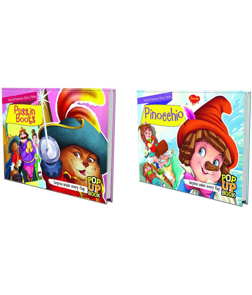     			Set of 2 POP UP books World Famous Fairy Tales | Pinocchio and Puss in Boots| Two Books, One Fantasy: A Fairy Tale Set"