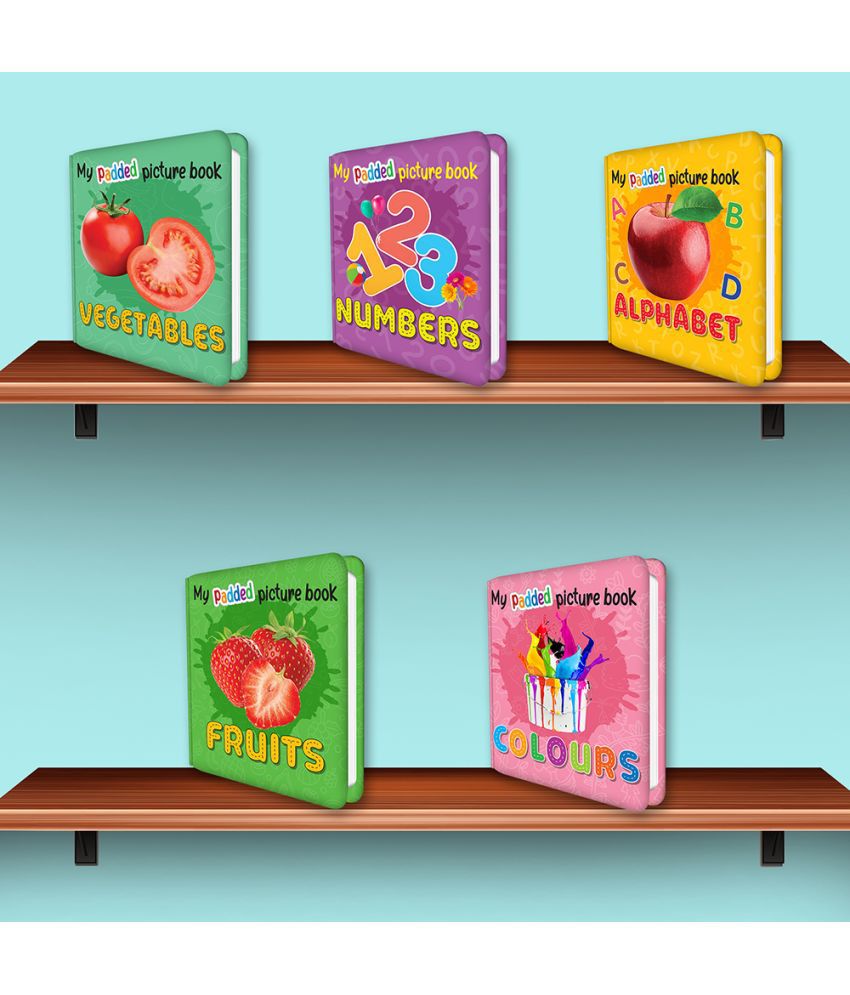     			Set of 5 MY PADDED PICTURE BOOK Alphabet, Numbers, Fruits, Vegetables and Colours| Playful Set of 5 Padded Picture Books - Alphabet, Numbers, Fruits, Vegetables, and Colours!"