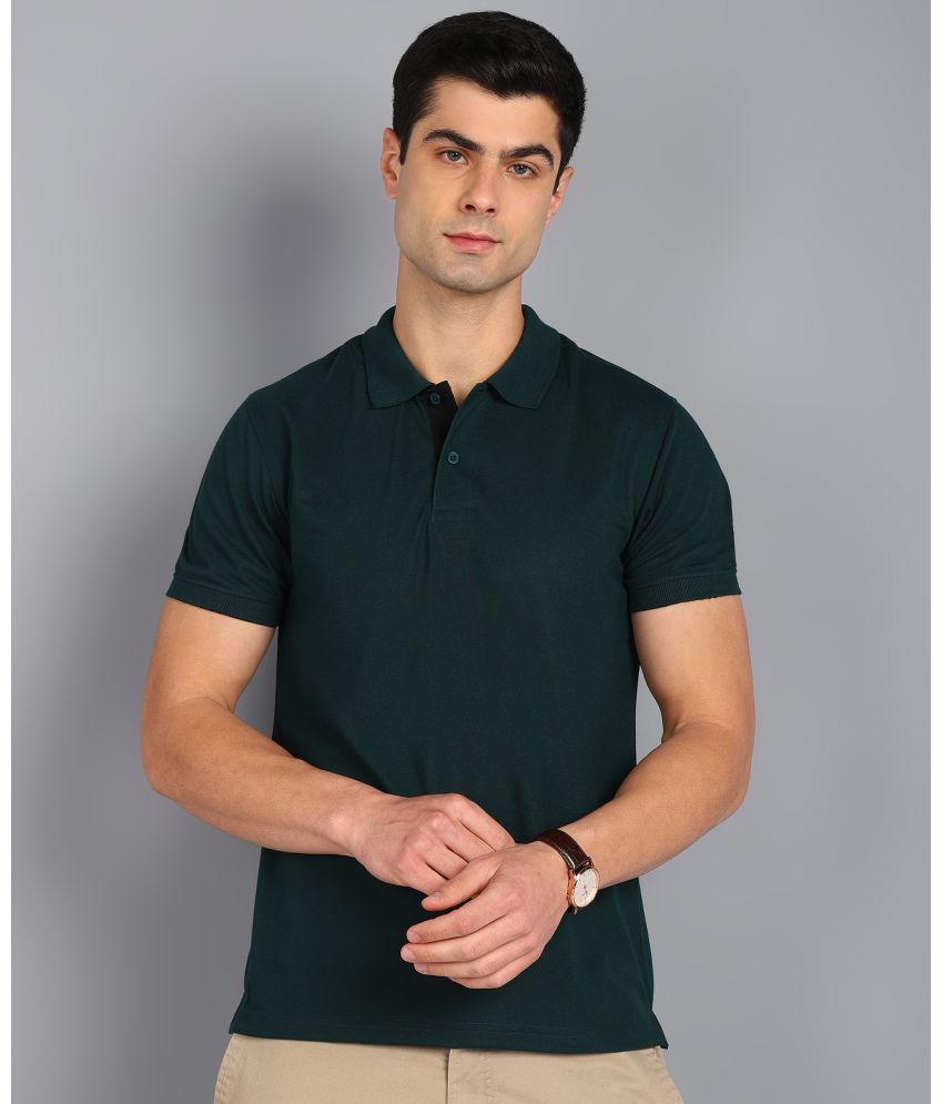     			XPLUMP Cotton Blend Regular Fit Solid Half Sleeves Men's Polo T Shirt - Green ( Pack of 1 )