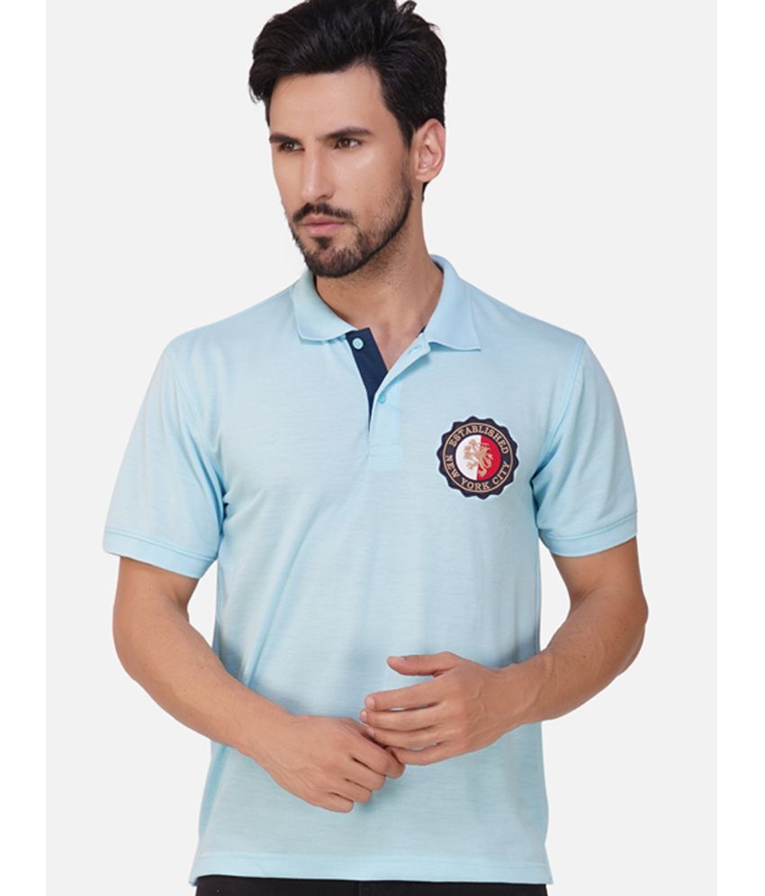     			XPLUMP Cotton Blend Regular Fit Printed Half Sleeves Men's Polo T Shirt - Blue ( Pack of 1 )