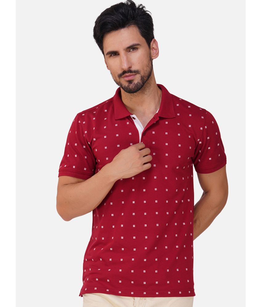     			XPLUMP Cotton Blend Regular Fit Printed Half Sleeves Men's Polo T Shirt - Maroon ( Pack of 1 )