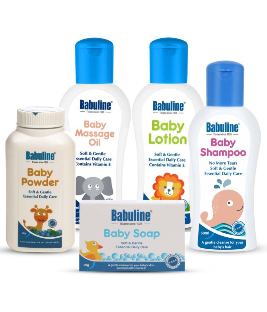     			Babuline Baby Powder, Bathing Bar, Baby Massage Oil, Baby Lotion, Baby Shampoo (50 ml each)