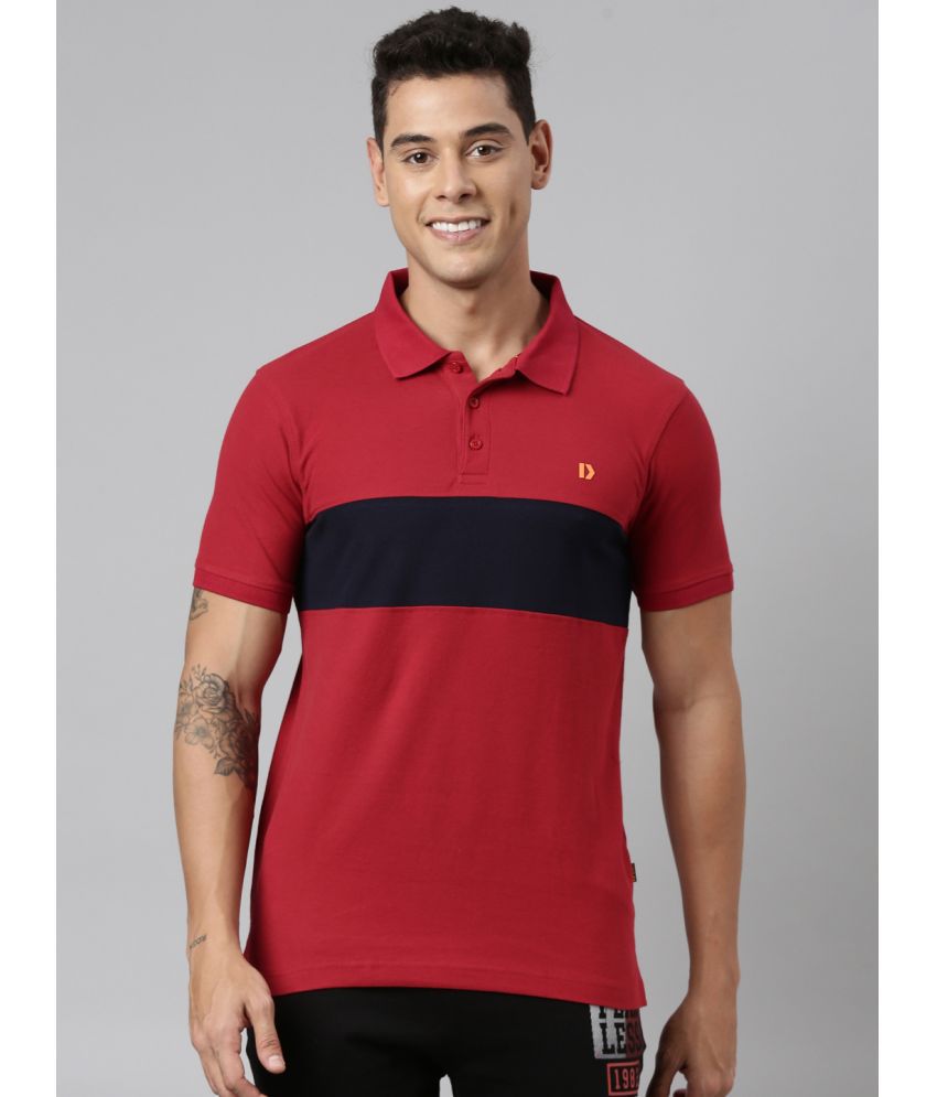     			Dixcy Scott Maximus Cotton Regular Fit Colorblock Half Sleeves Men's Polo T Shirt - Red ( Pack of 1 )