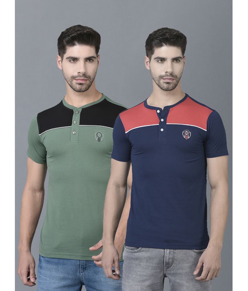     			Dollar Cotton Blend Regular Fit Colorblock Half Sleeves Men's T-Shirt - Multicolor ( Pack of 2 )