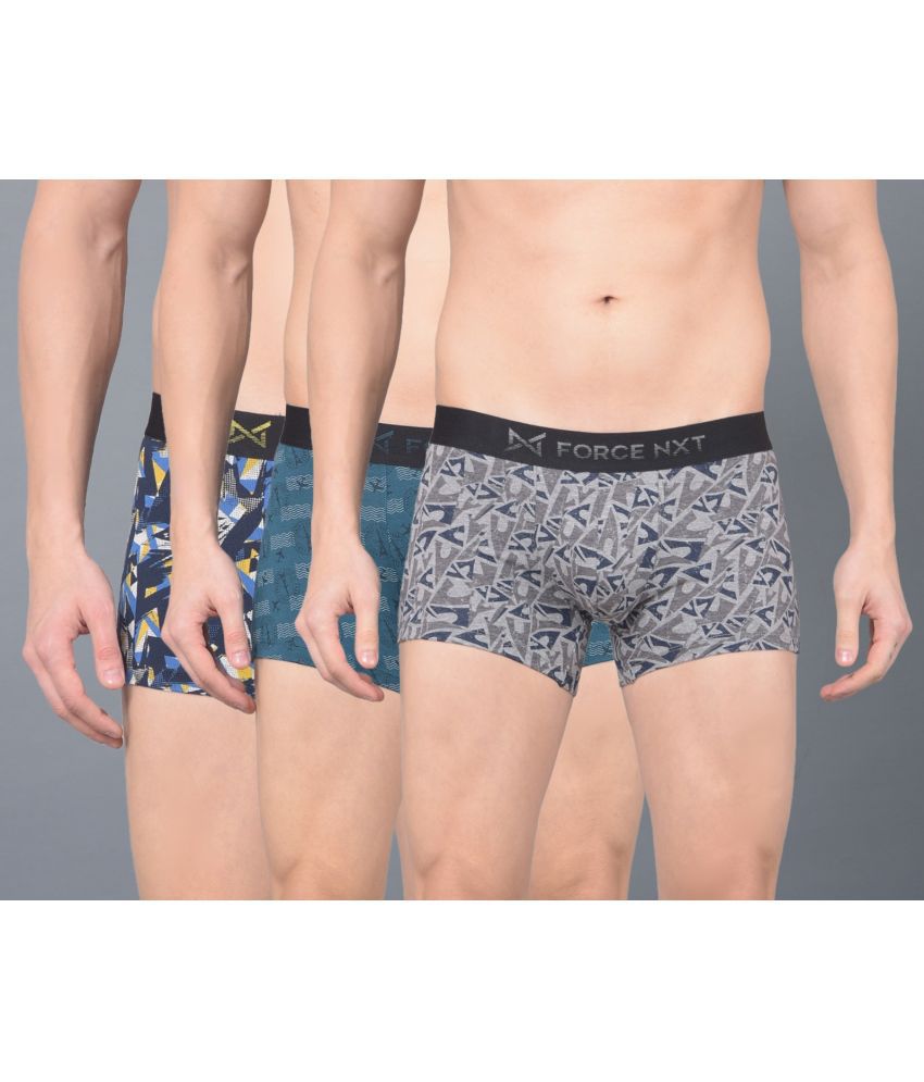     			Force NXT Multicolor Cotton Men's Trunks ( Pack of 3 )