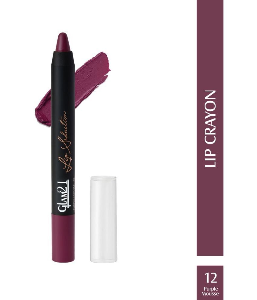     			Glam21 Lip Seduction Non Transfer Crayon Lipstick Lightweight & Longlasting Matte Purple Mousse12