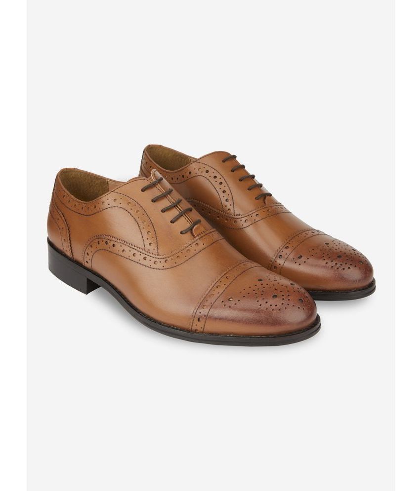     			HATS OFF ACCESSORIES Tan Men's Oxford Formal Shoes