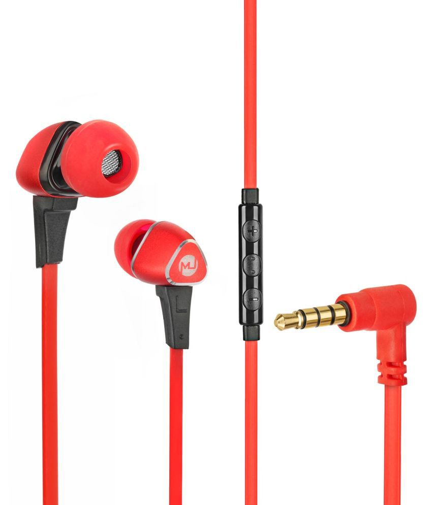     			Macjack Wave 100 3.5 mm Wired Earphone In Ear Powerfull Bass Red