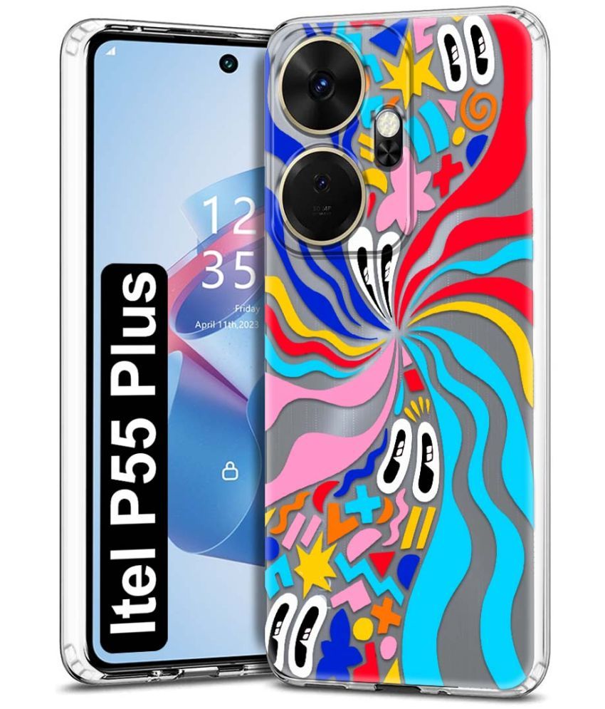     			NBOX Multicolor Printed Back Cover Silicon Compatible For Itel P55 Plus ( Pack of 1 )