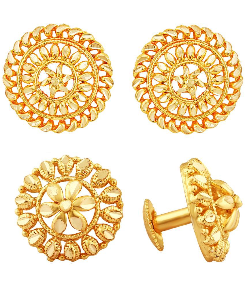     			VIVASTRI Golden Stud Earrings ( Pack of 2 )