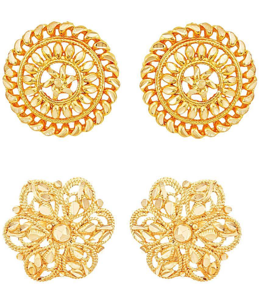     			VIVASTRI Golden Stud Earrings ( Pack of 2 )