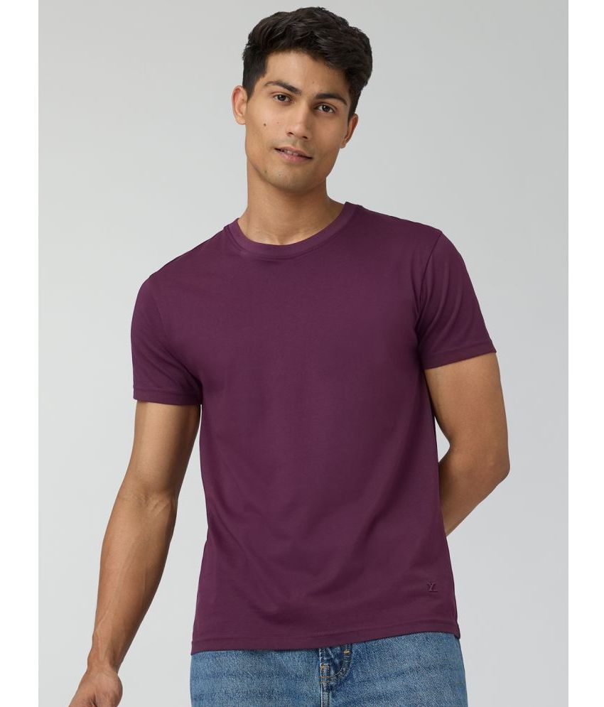     			XYXX Cotton Regular Fit Solid Half Sleeves Men's T-Shirt - Purple ( Pack of 1 )