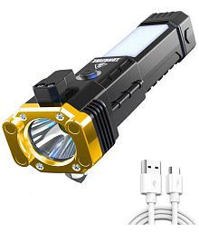 Rechargeable Flashlight Torch ,Long Distance Beam Range with 3 light modes ( Multicolor ).
