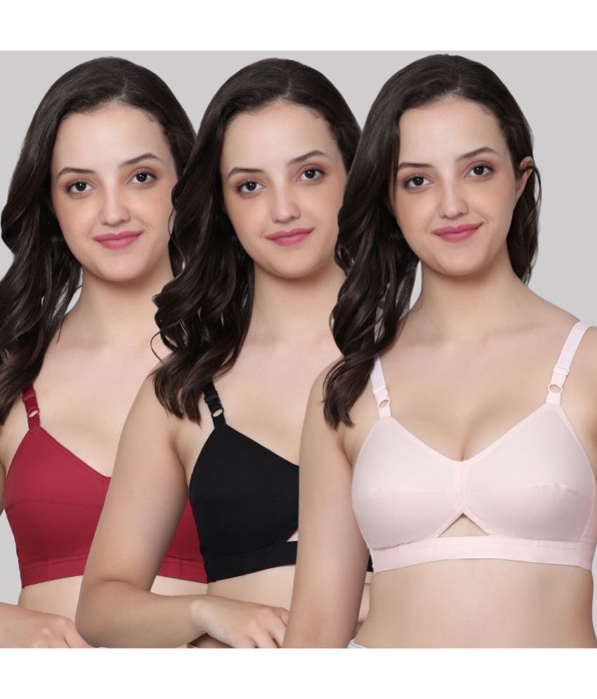     			AIMLY Pack of 3 Cotton Women's Everyday Bra ( Black ) AL_Juhi_Karishma_P3