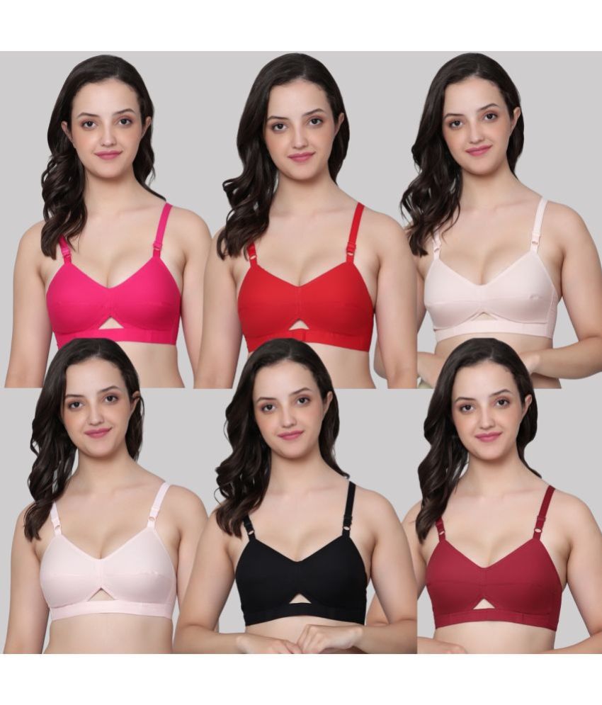     			AIMLY Multicolor Cotton Non Padded Women's Everyday Bra ( Pack of 6 )