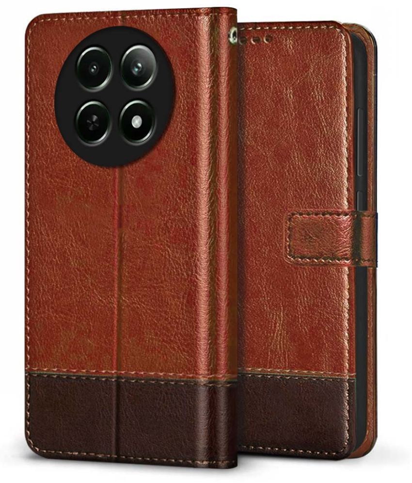     			Fashionury Brown Flip Cover Artificial Leather Compatible For Realme 12 5G ( Pack of 1 )