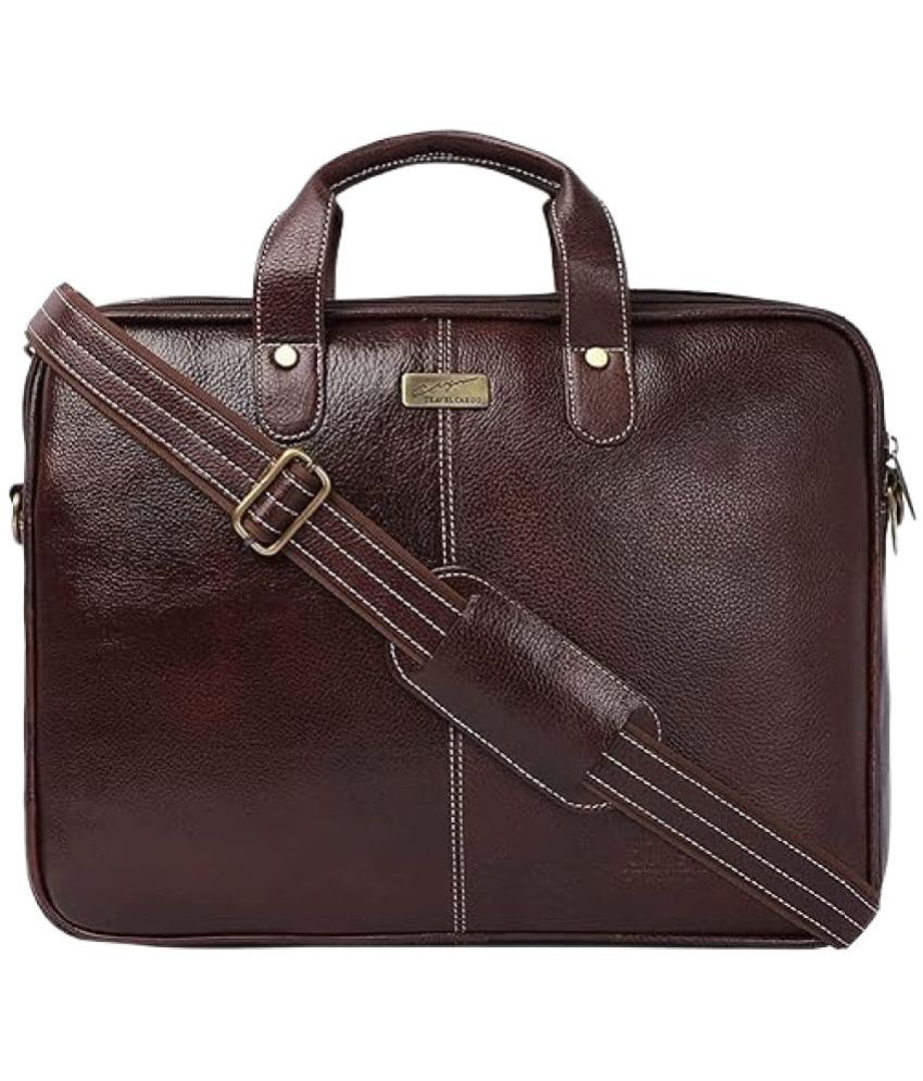     			Prisha a god gift Brown Leather Office Bag