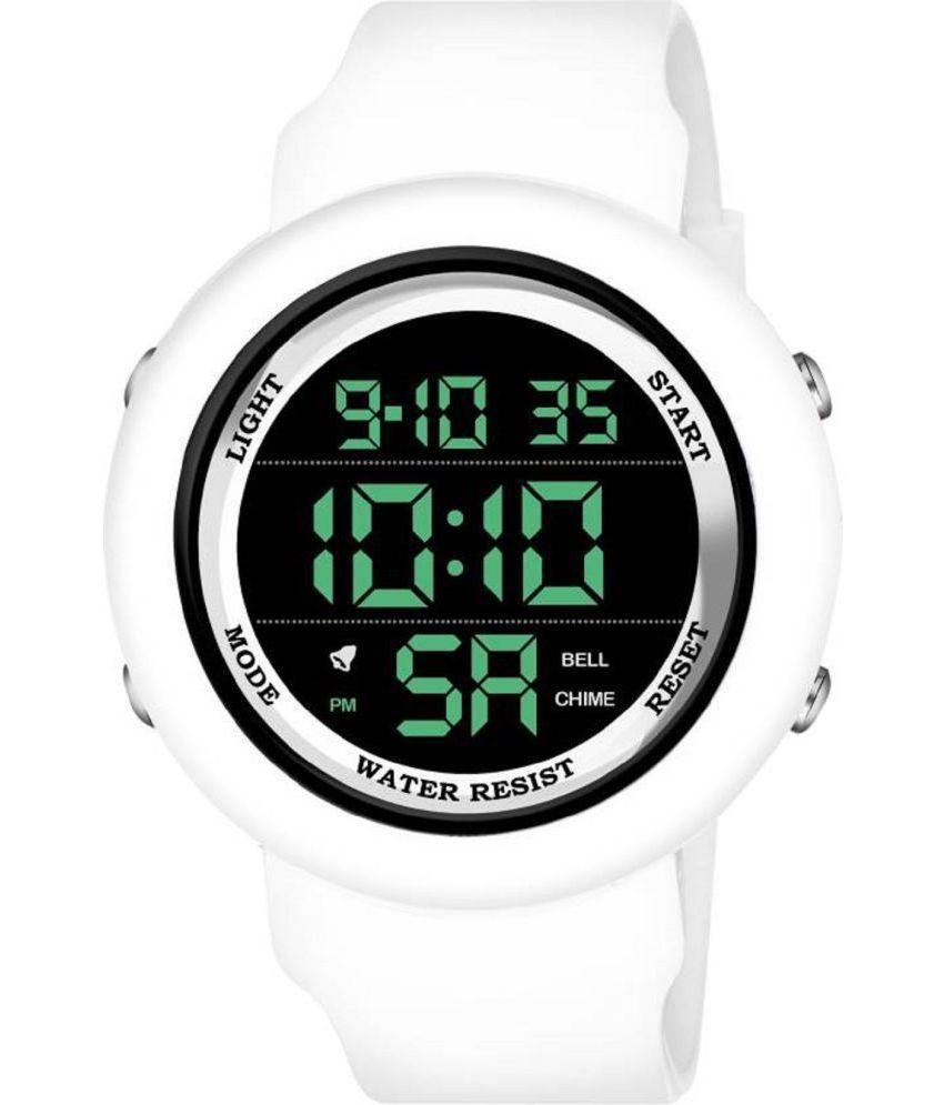     			Rhonium White PU Digital Men's Watch