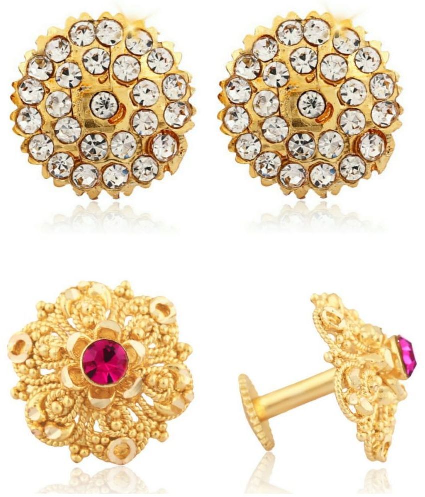     			VIVASTRI Golden Stud Earrings ( Pack of 2 )