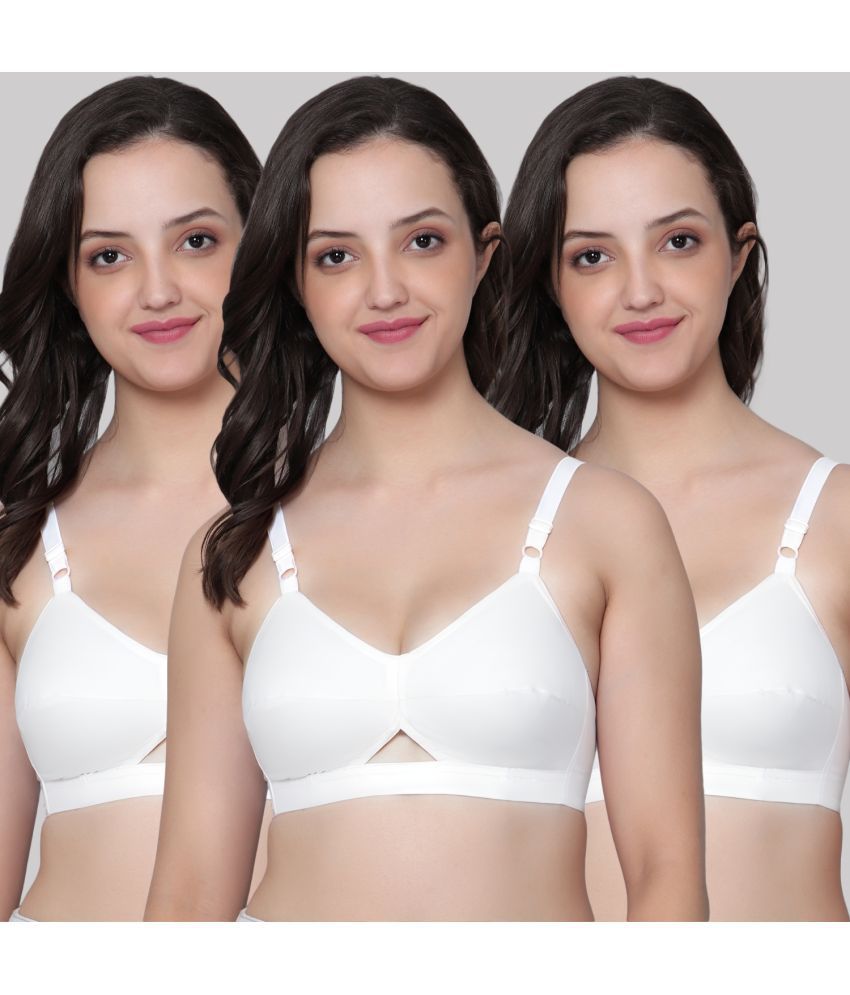     			AIMLY White Cotton Non Padded Women's Everyday Bra ( Pack of 3 )