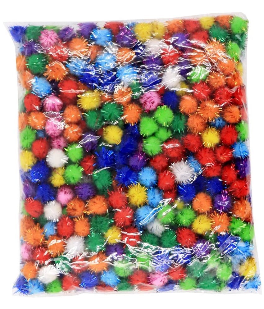     			Aadya Craft & Decor Fabric Soft Fluffy Round Shape Glitter Pom Pom Balls ( Pack of 1 )