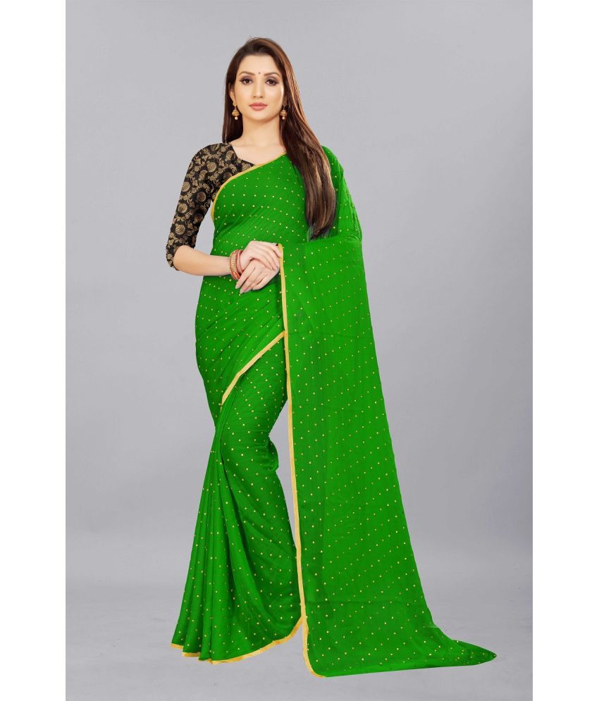     			Aardiva Chiffon Printed Saree With Blouse Piece - Green ( Pack of 1 )