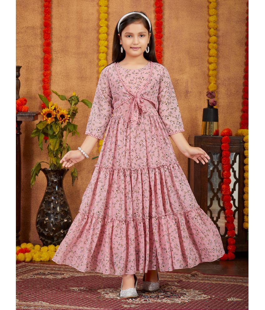     			Aarika Pink Georgette Girls Fit And Flare Dress ( Pack of 1 )