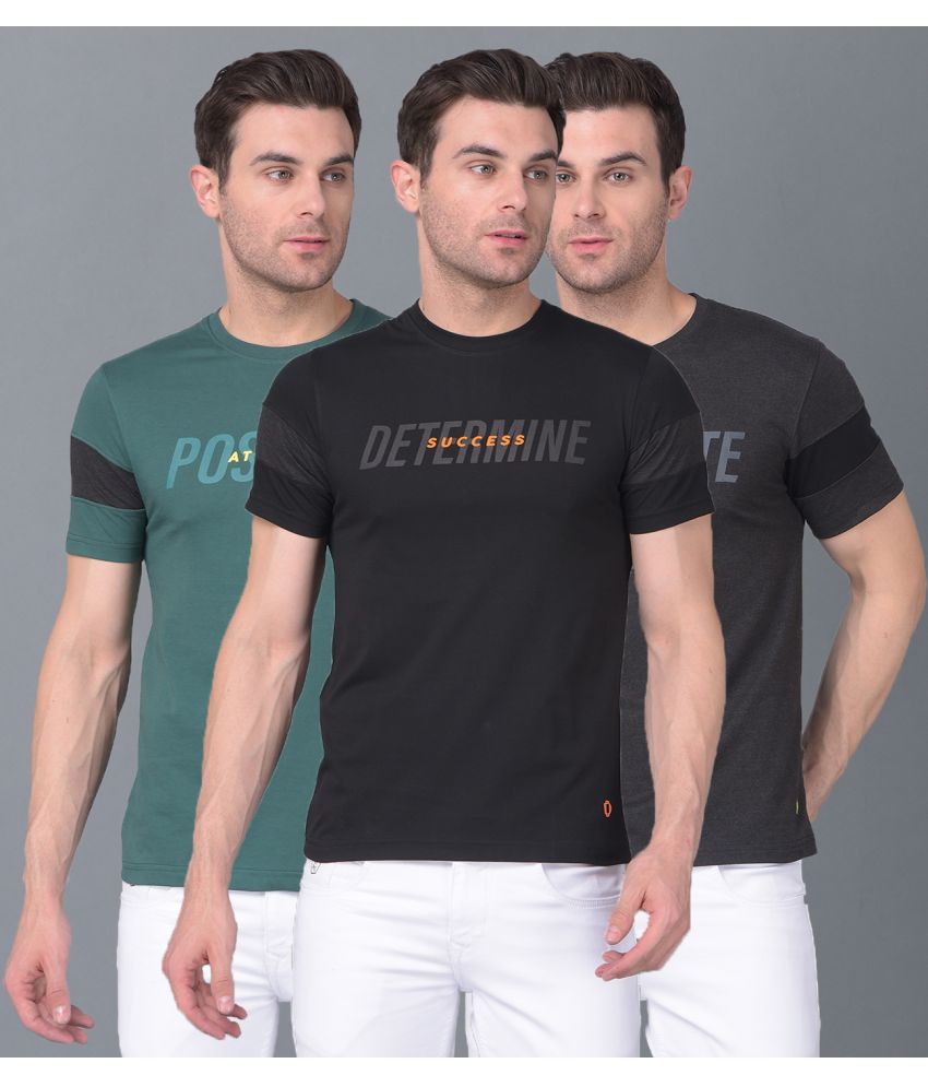     			Dollar Cotton Blend Regular Fit Printed Half Sleeves Men's T-Shirt - Multicolor ( Pack of 3 )