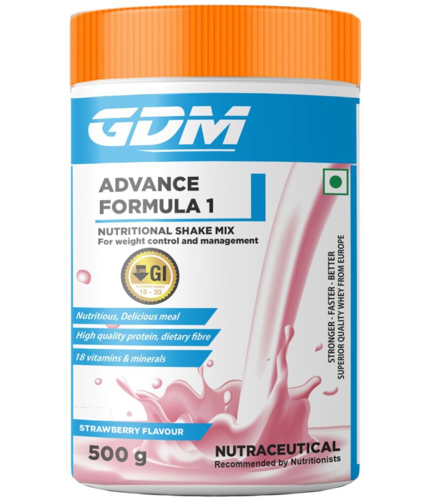     			GDM NUTRACEUTICALS LLP Advance Formula 1 Nutrition Shake - Strawberry 500 gm Meal Replacement Powder