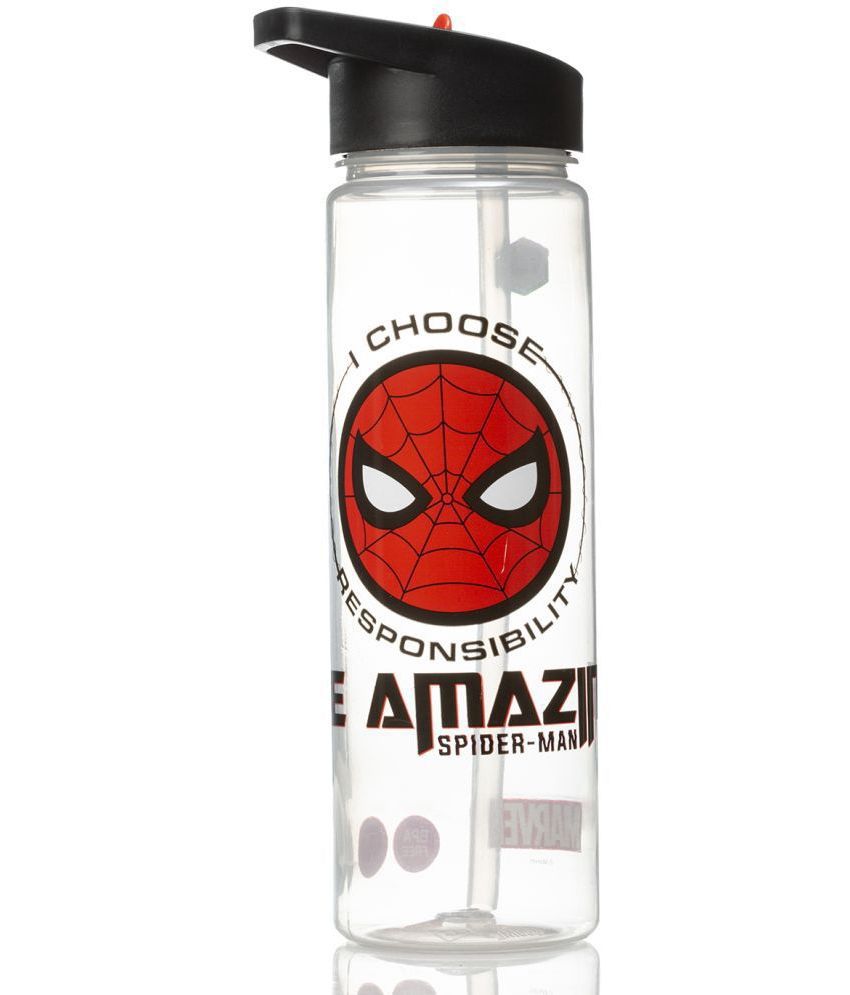     			Gluman - Disney Spiderman Ninos Spout Transparent School Water Bottle 700 mL ( Set of 1 )
