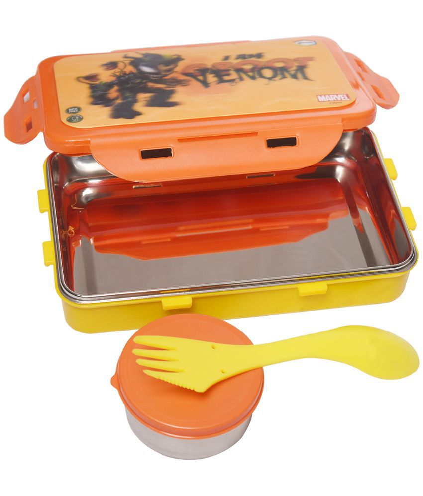     			Gluman - Orange Stainless Steel Lunch Box ( Pack of 1 )