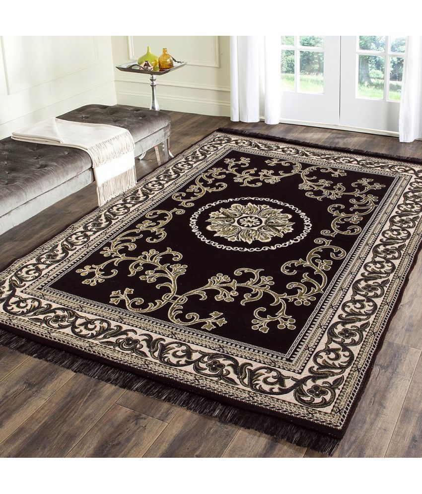     			HOMETALES Brown Poly Cotton Carpet Contemporary 4x6 Ft