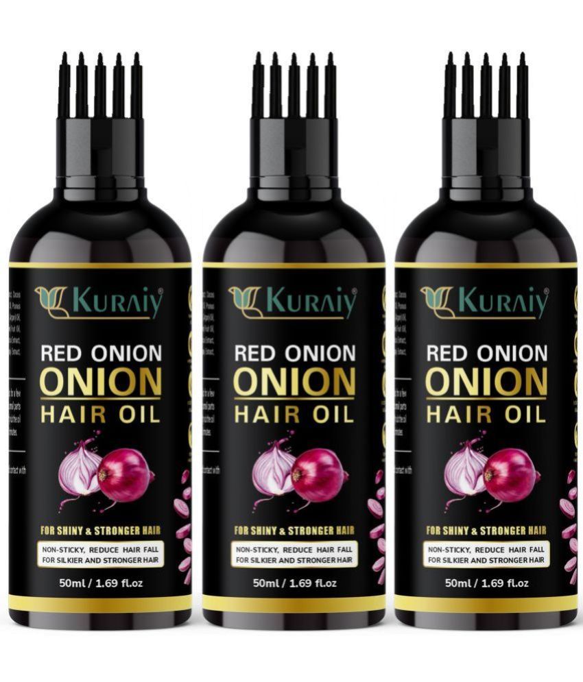     			KURAIY ONION All Type of Hair Problem Herbal Anti Dandruff Hair Oil 50 ML Hair Oil PACK OF 3