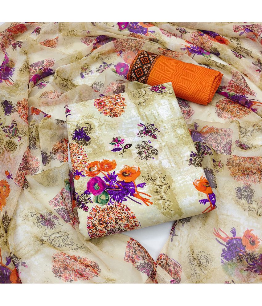     			Kashvi Unstitched Crepe Printed Dress Material - Cream ( Pack of 1 )