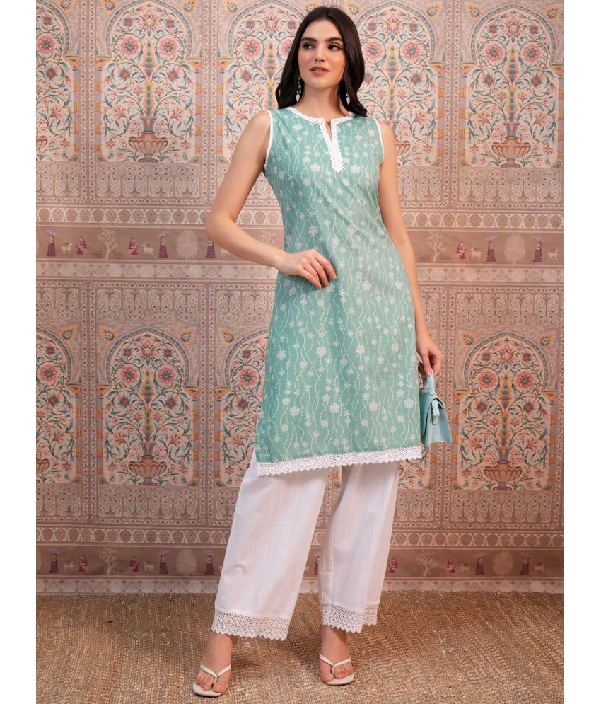     			Ketch Polyester Printed Straight Women's Kurti - Green ( Pack of 1 )