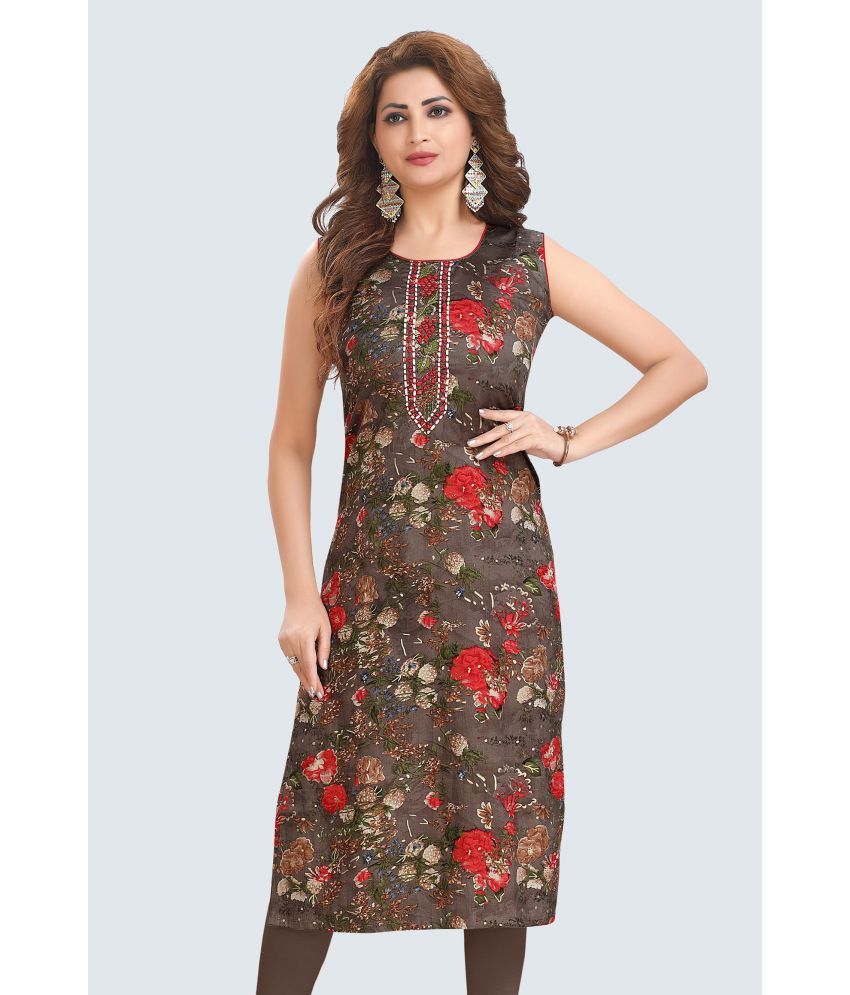     			Meher Impex Satin Embellished Straight Women's Kurti - Multicoloured ( Pack of 1 )