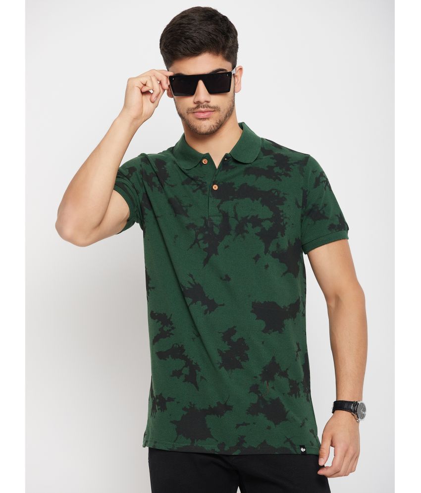     			NUEARTH Cotton Blend Regular Fit Printed Half Sleeves Men's Polo T Shirt - Dark Green ( Pack of 1 )