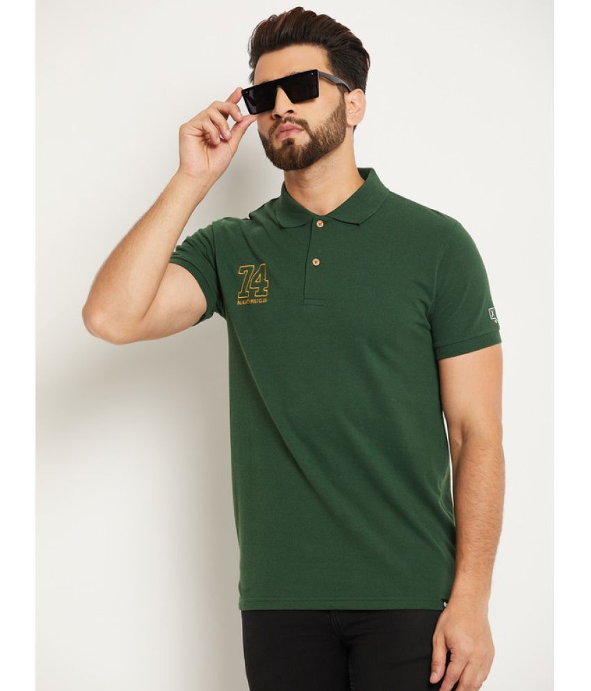     			NUEARTH Cotton Blend Regular Fit Solid Half Sleeves Men's Polo T Shirt - Dark Green ( Pack of 1 )