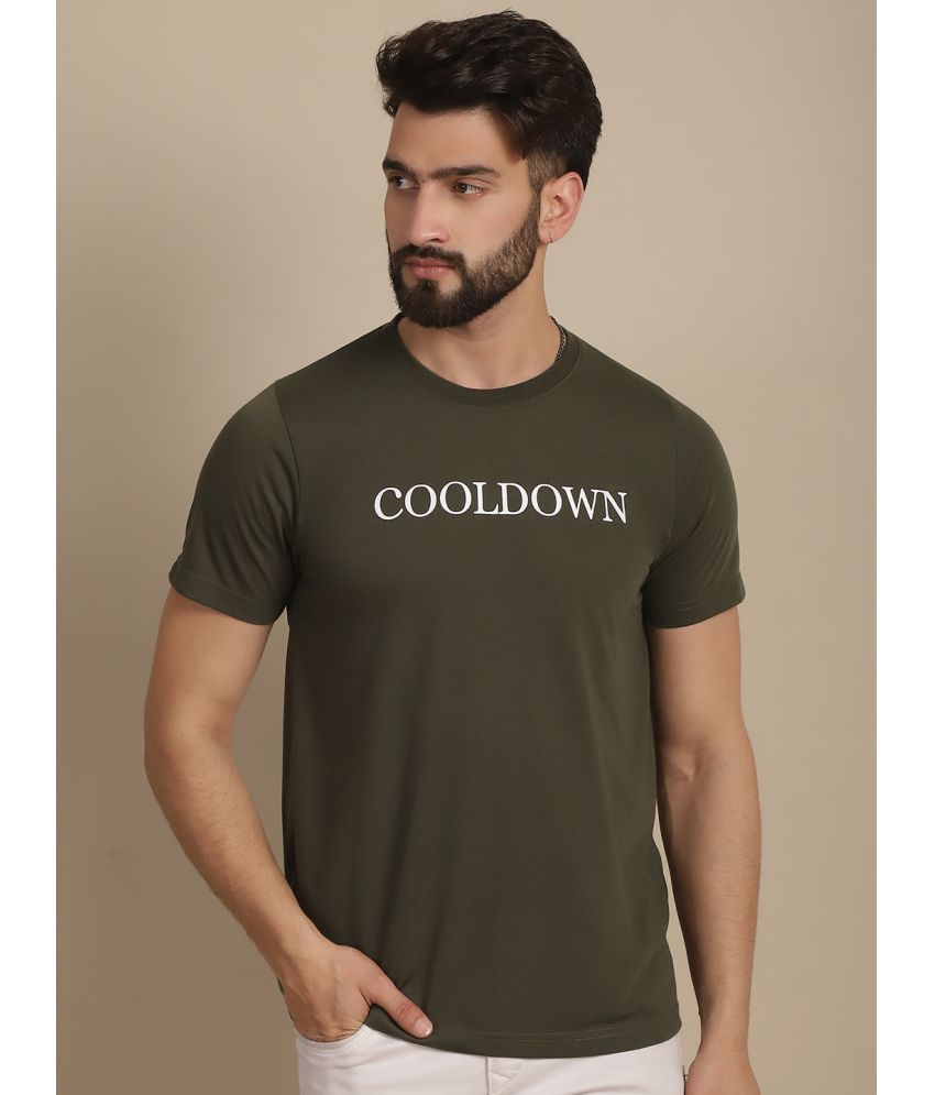     			NVI Cotton Blend Regular Fit Printed Half Sleeves Men's T-Shirt - Olive ( Pack of 1 )