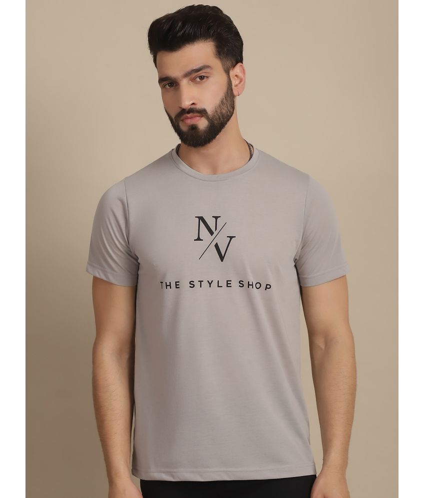     			NVI Cotton Blend Regular Fit Printed Half Sleeves Men's T-Shirt - Grey ( Pack of 1 )
