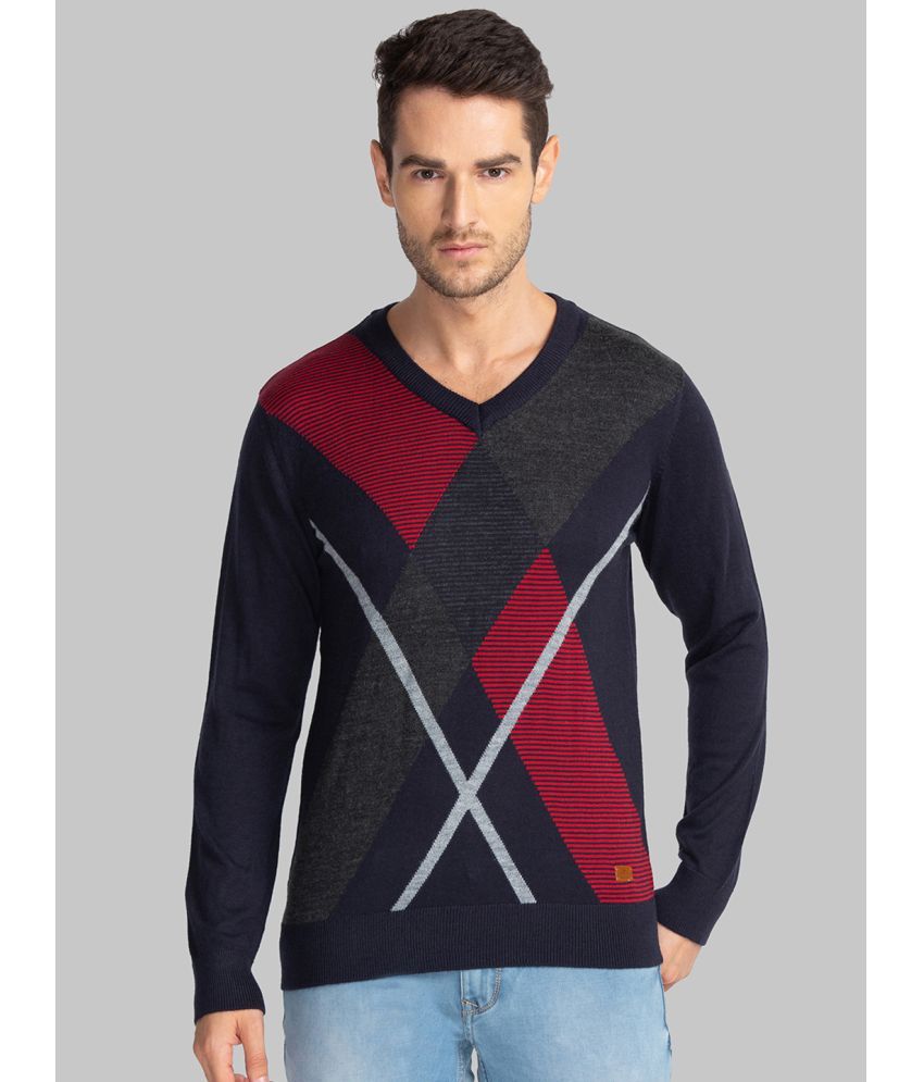     			Parx Acrylic V-Neck Men's Full Sleeves Pullover Sweater - Blue ( Pack of 1 )