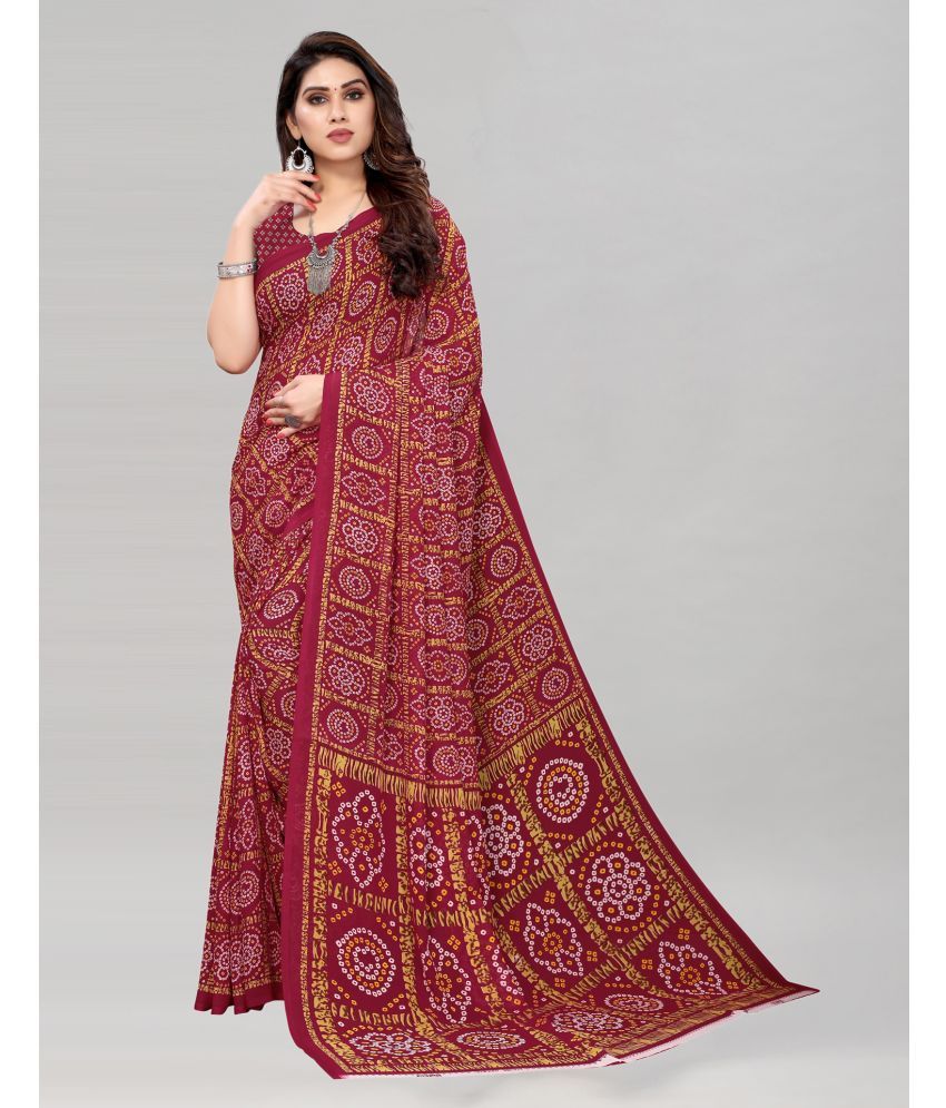     			Samah Georgette Printed Saree With Blouse Piece - Maroon ( Pack of 1 )