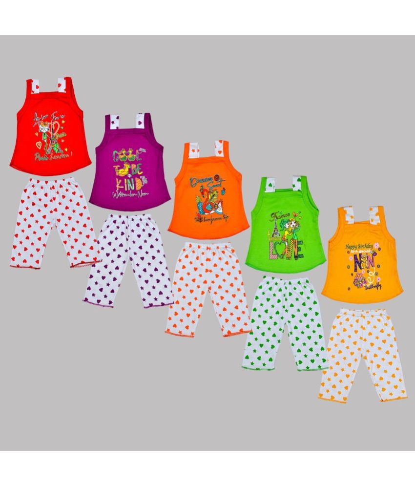     			Sathiyas Multi Cotton Baby Girl T-Shirt & Pyjama Set ( Pack of 5 )
