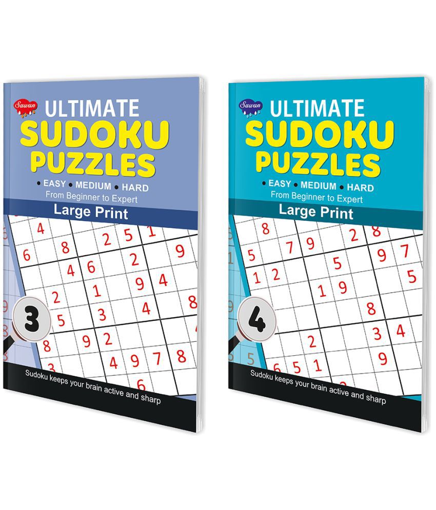     			Sawan Present Set Of 2 Ultimate Sudoku Puzzles From Beginner to Expert | Easy, Medium, Hard 3 & 4 ( Large Print with Answers )
