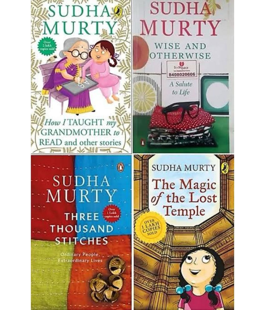     			Sudha Murty 4 Books Combo: Wise and Otherwise + The Magic of lost Temple + How i taught my grandmother to read + Three Thousands Stitches