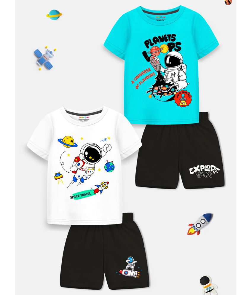     			Trampoline Multicolor Cotton Blend Boys T-Shirt & Shorts ( Pack of 2 )